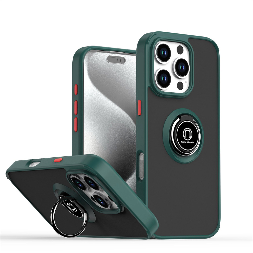 Phone Cases Rugged - Matte Fingerแหวนแม่เหล็กสําหรับiPhone 15 16 17 Pro