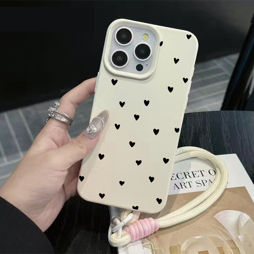 Phone Cases Leather - เคสโทรศัพท์แบบสายคล้องคอสีดำ สำหรับ iPhone 17 16 15