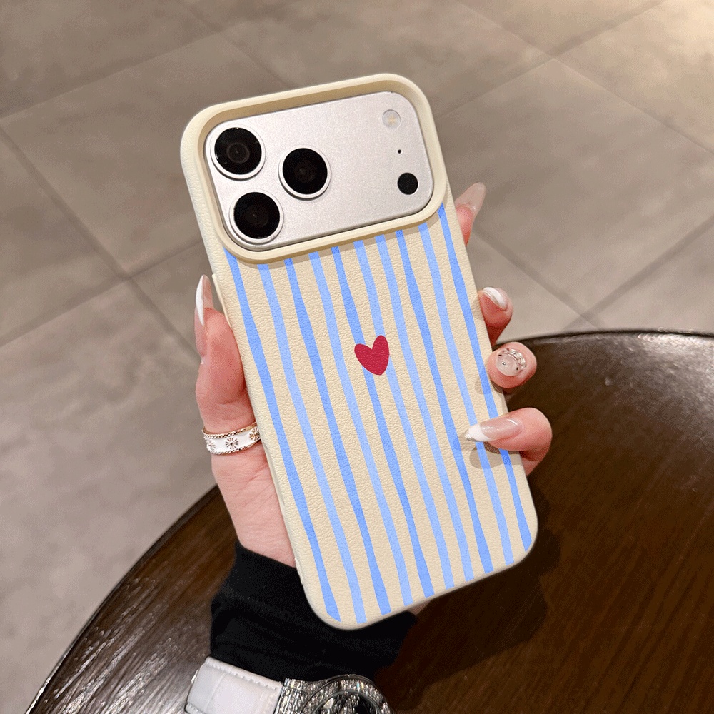 Phone Cases Iphone 17 - เคสโทรศัพท์ลายหัวใจลายทางแนวตั้งสำหรับ iPhone 17 16 15 14