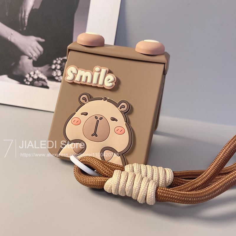 Phone Cases Quotes - เคสโทรศัพท์ป้องกันแบบแข็งลายคาปิบาร่าหูน่ารัก สำหรับ Samsung Galaxy Z Flip