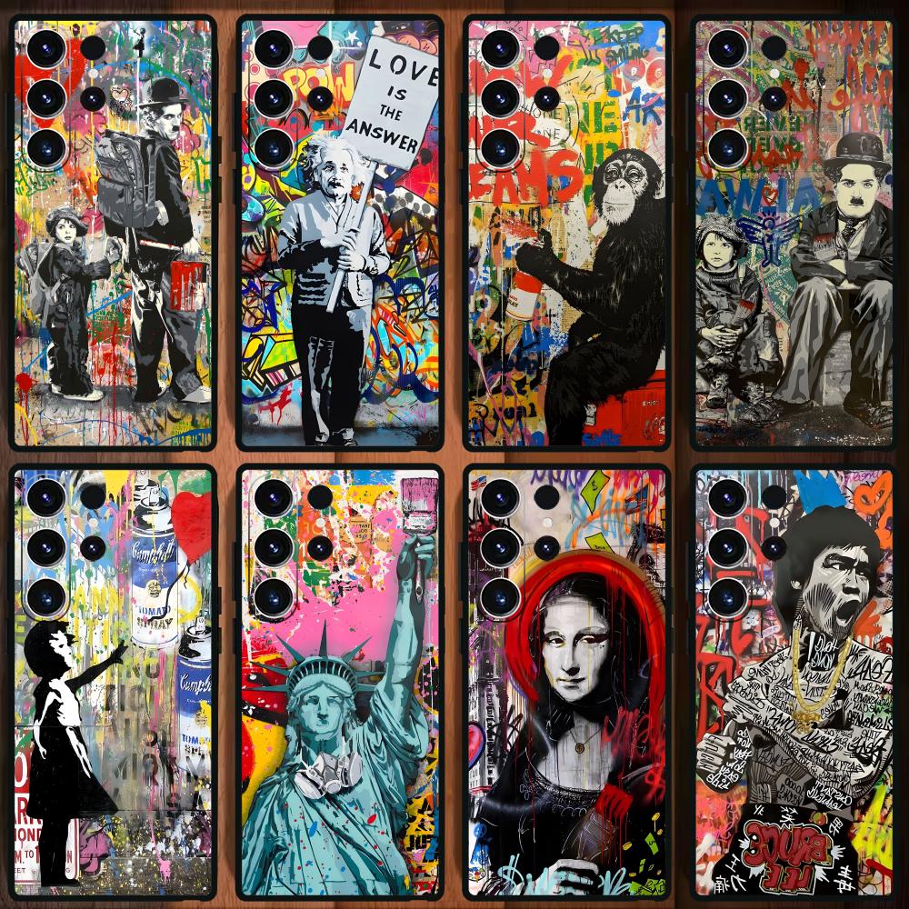 Phone Cases Black - Banksy Graffiti Artเคสโทรศัพท์สําหรับSamsung Galaxy S25 S24