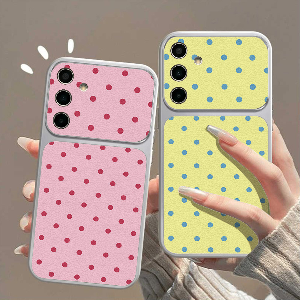 Phone Cases Leather - เคสโทรศัพท์ลายจุดสีลูกกวาด สำหรับ Samsung S26 Ultra A57