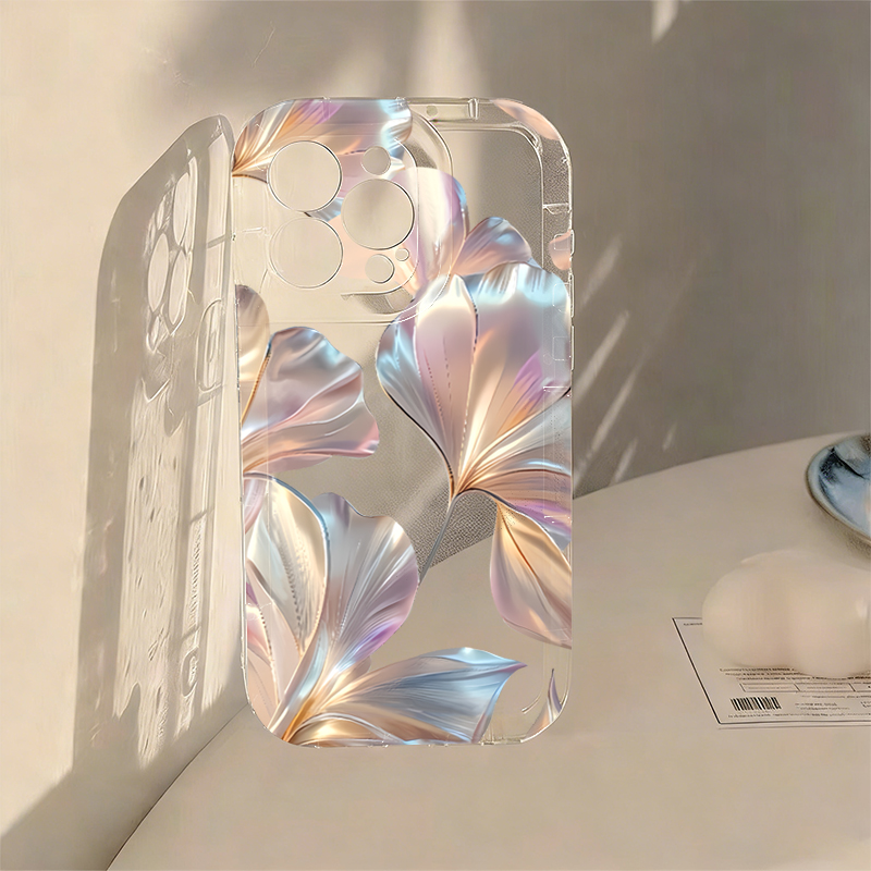 Phone Cases Transparent - เคสโทรศัพท์ลายใบแปะก๊วยสีเมทัลลิกหลากสี สำหรับ Xiaomi Redmi Note 13
