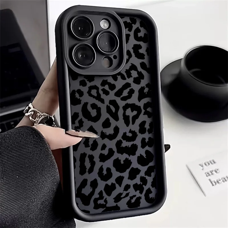 Phone Cases Dior - เคสโทรศัพท์ซิลิโคนลายเสือดาวสีดำ สำหรับ iPhone 17 11 12
