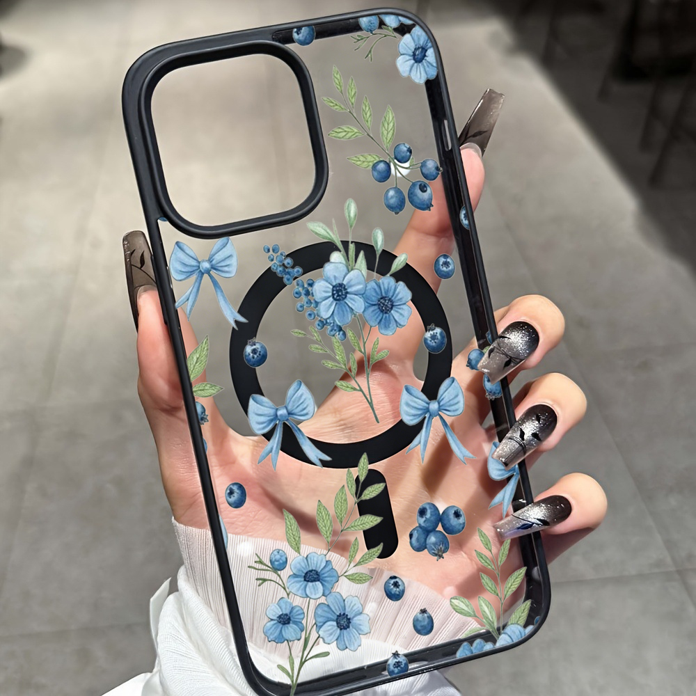 Phone Cases Transparent - เคสใสลายดอกบลูเบอร์รี่สำหรับไอโฟน 17 14 12 โปรแม็กซ์ 13