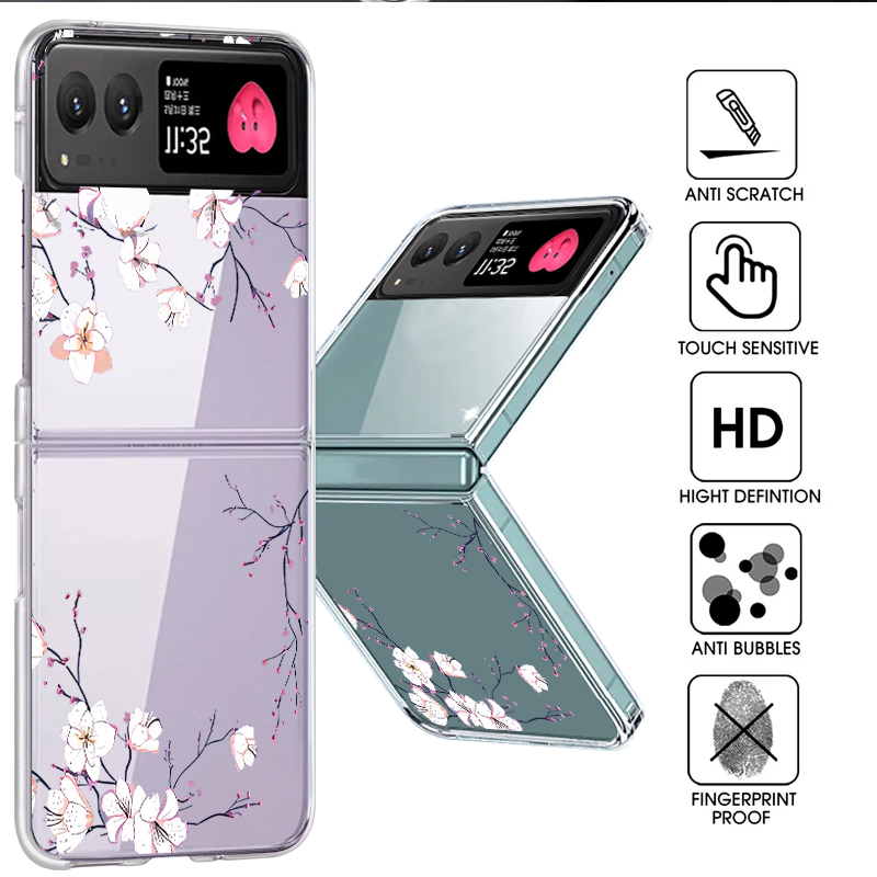 Phone Cases Transparent - เคสโทรศัพท์ลายดอกไม้สีขาวสำหรับ Motorola Razr 60 50 40
