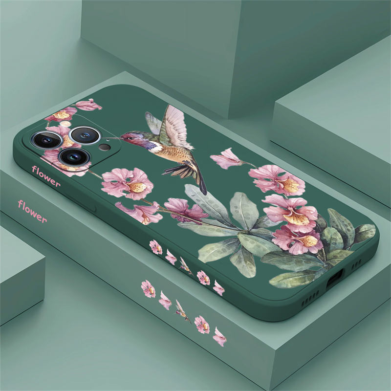 Phone Cases Dior - ทาสีดอกไม้นกเคสโทรศัพท์สําหรับiPhone 13 15 14 11 12