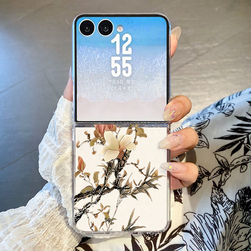 Phone Cases Z Fold 6 - เคสโทรศัพท์ลายดอกแมกโนเลียสำหรับ Samsung Galaxy Z Flip 8