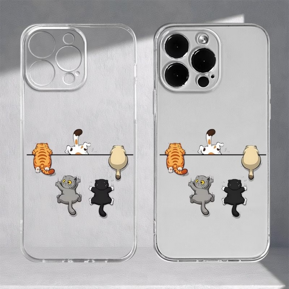 Phone Cases Transparent - เคสโทรศัพท์ลายแมวน่ารัก 5 แบบ สำหรับ iPhone 11