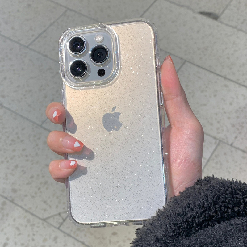 Phone Cases Transparent - โปร่งใสง่ายGlitterเคสโทรศัพท์สําหรับiPhone 16 15 14 13 12