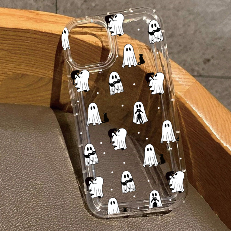 Phone Cases Transparent - เคสใสลายคาวบอยผีและดอกไม้สไตล์ฮาโลวีนตะวันตก สำหรับ iPhone 17 16 15