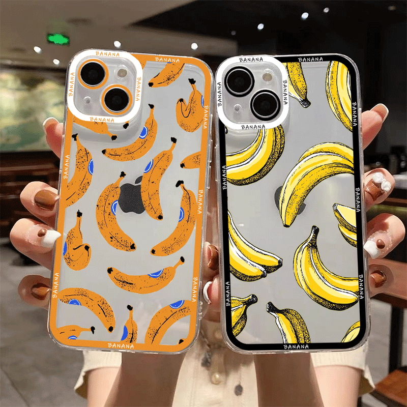 Phone Cases Yellow - เคสโทรศัพท์ใสพิมพ์ลายกล้วยสีเหลืองตลกๆ สำหรับ Samsung A14 A16 A36