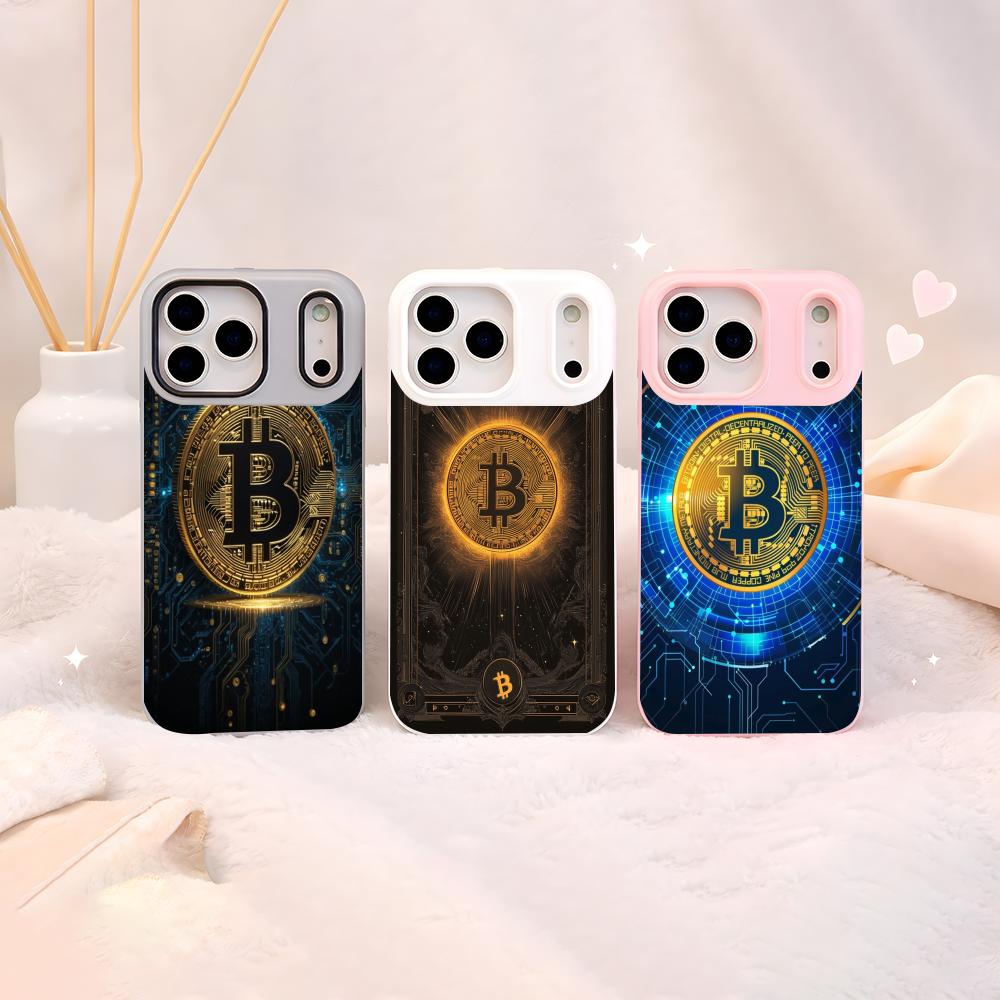Phone Cases Yellow - เคสโทรศัพท์ธีมคริปโต Bitcoin แบบใส สำหรับ iPhone 12-17