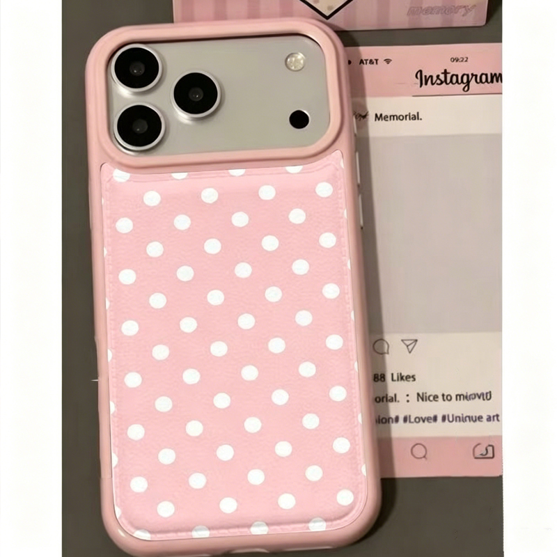 เคสโทรศัพท์หนังลายจุดสีชมพูสไต - Phone Cases Leather บทวิจารณ์และราคา