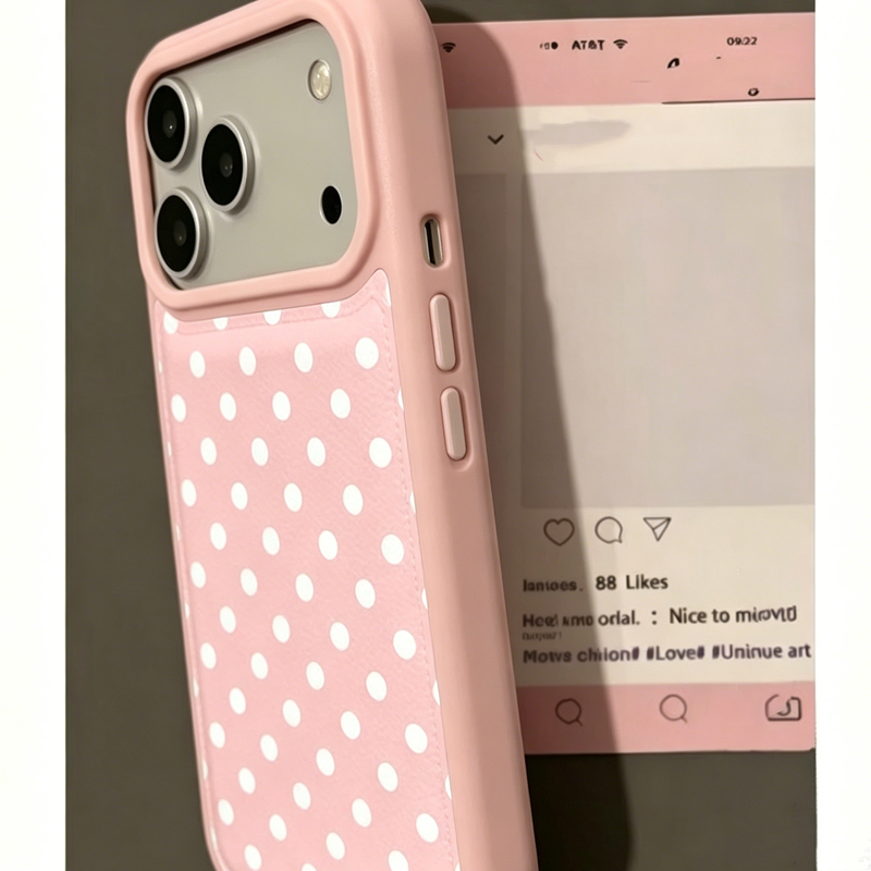 เคสโทรศัพท์หนังลายจุดสีชมพูสไต - Phone Cases Leather บทวิจารณ์และราคา