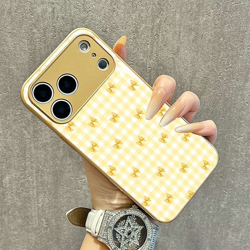 เคสโทรศัพท์ลายตารางหมากรุกสีเห - Phone Cases Yellow บทวิจารณ์และราคา
